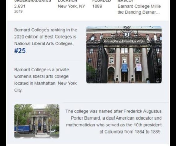 Barnard College A History of Excellence