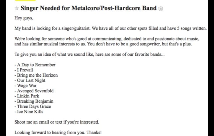 Musicians Wanted Find Your Perfect Bandmate on Craigslist